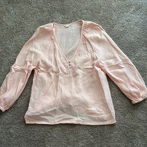 Caslon Pink Puff Sleeve Blouse